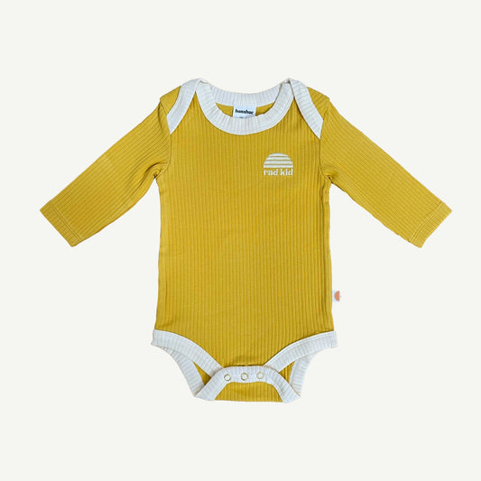 Sun Kissed Ribbed Organic Cotton Long Sleeve Onesie