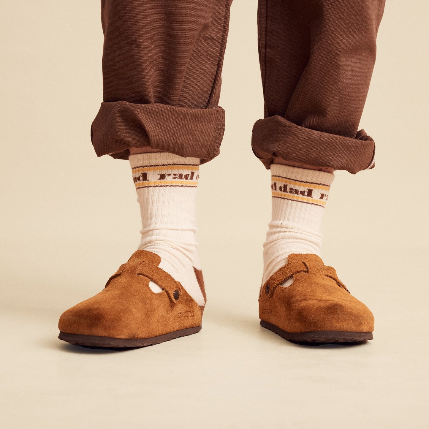 Rad Dad Organic Cotton Crew Sock Pack - Mens Natural and Brown