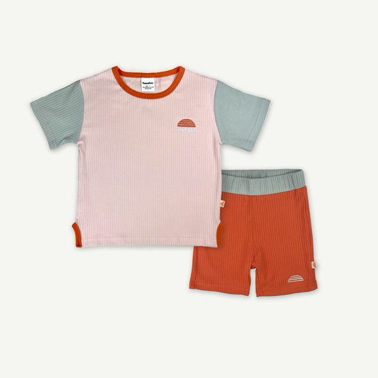 Rad Kid Organic Cotton Rib Twinset - Hibiscus