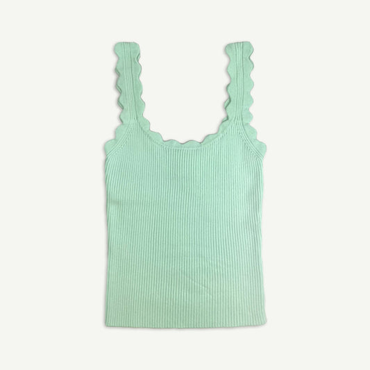 Wave Edge Rib Knit Cami -Mint