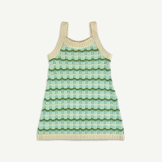 Wave Pointelle Knit Dress -Mint