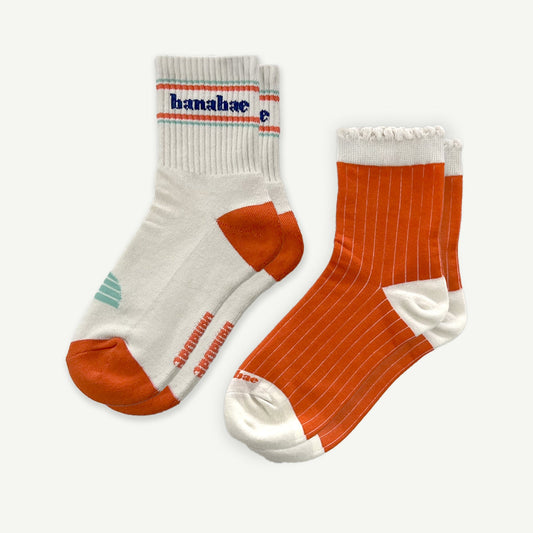 Banabae and Rib Scallop Organic Cotton Sock Pack - Kids