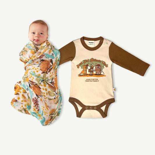 Rad Kid Nature Club Onesie and Swaddle Bundle