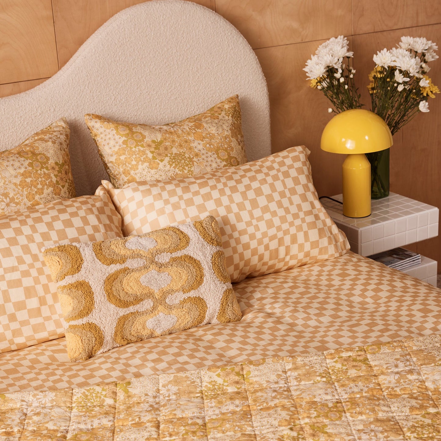 Checkers Standard Pillowcase -Beige